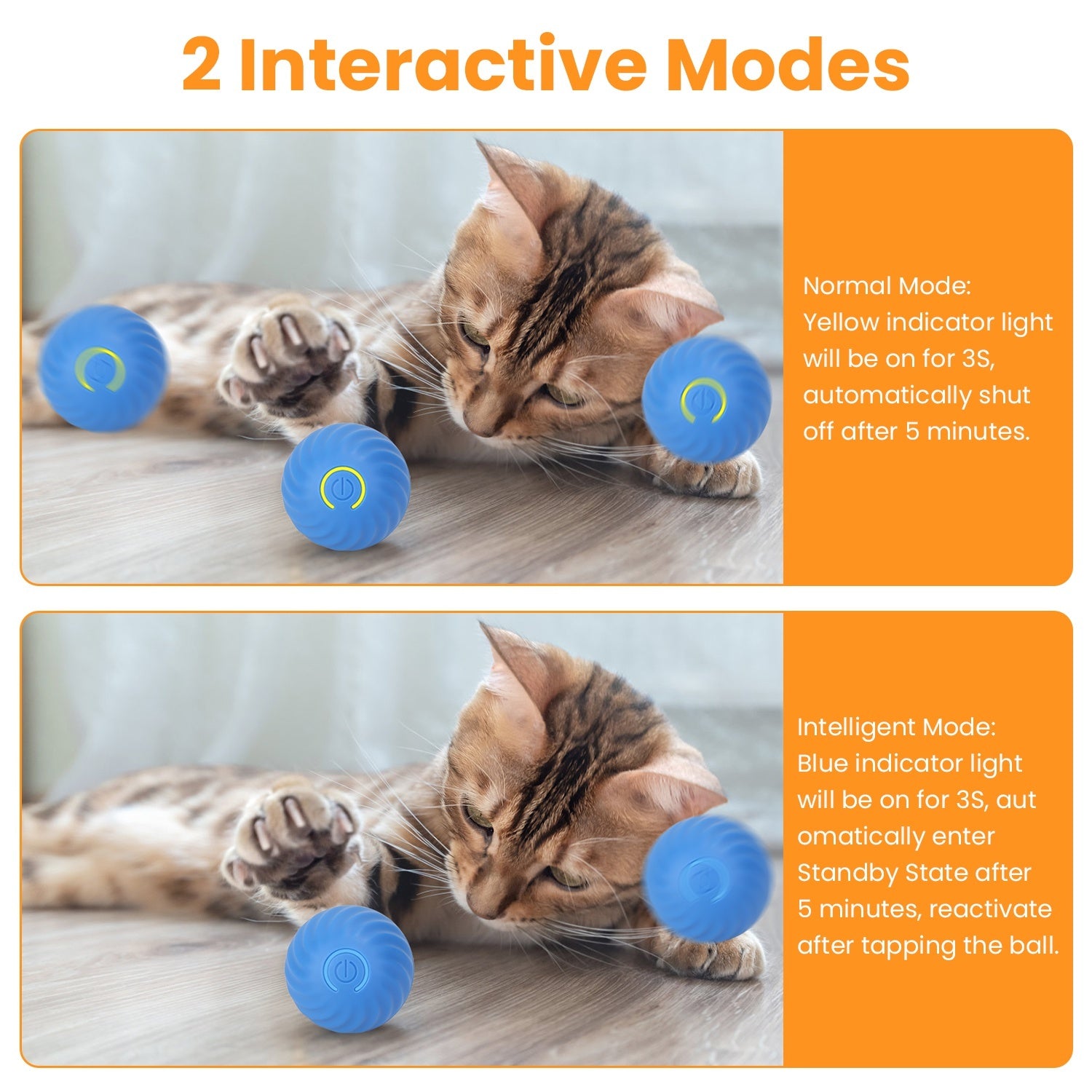 Interactive Motion-Activated Cat Toy Ball - Rechargeable Rolling Pouch