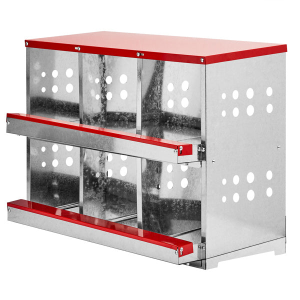 Premium 6-Compartment Chicken Coop - Red Iron Sloping Roof Design