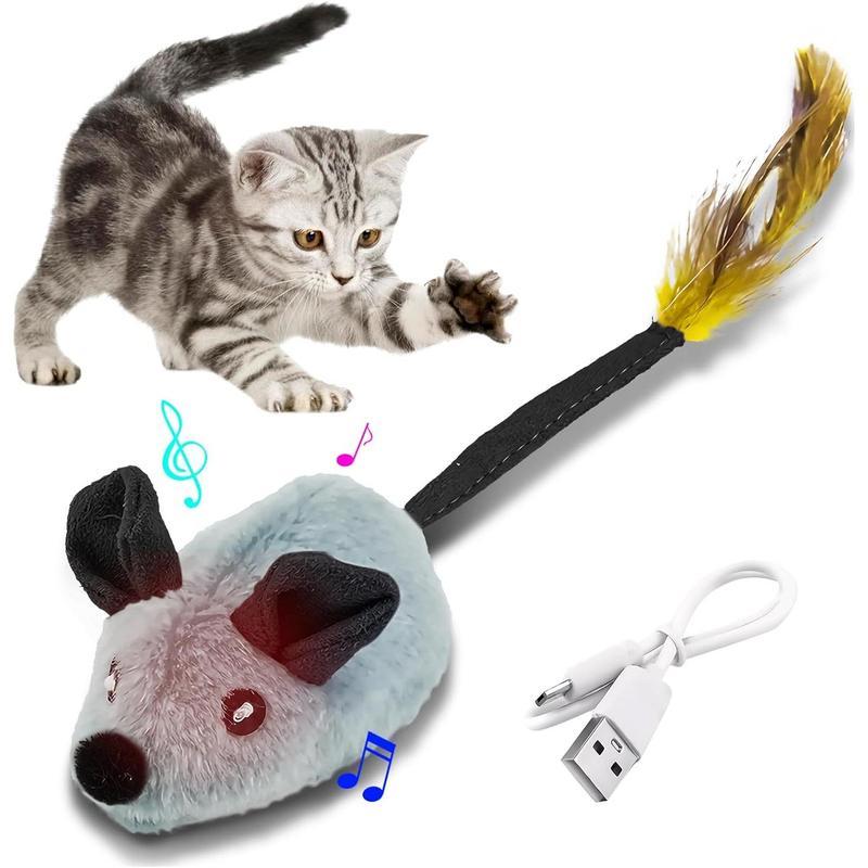 Interactive LED Cat Mouse Toy - USB Rechargeable with Chirping Sound