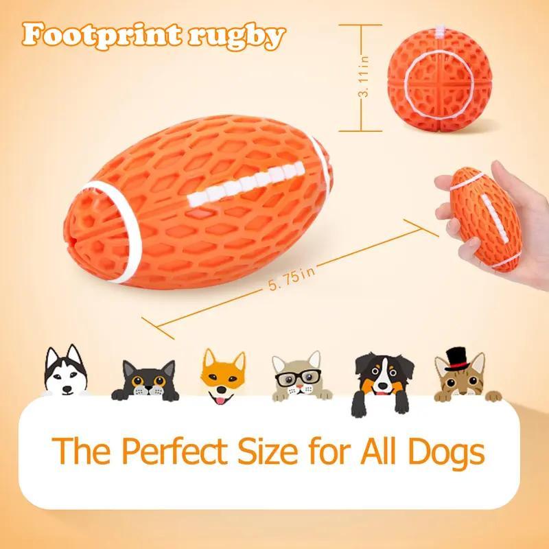 Dog Rubber Football Toy - Chew Resistant, Interactive, Squeaky