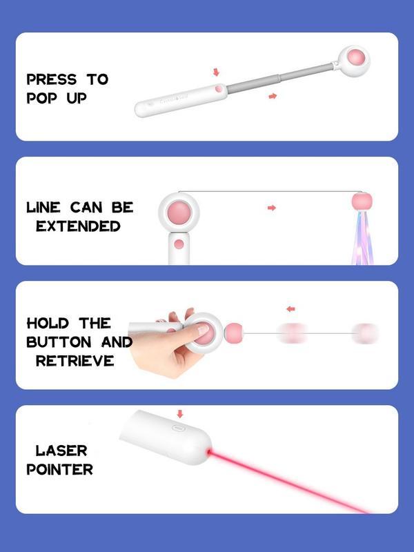 Retractable Laser Cat Teaser Wand - Interactive Toy with Balls