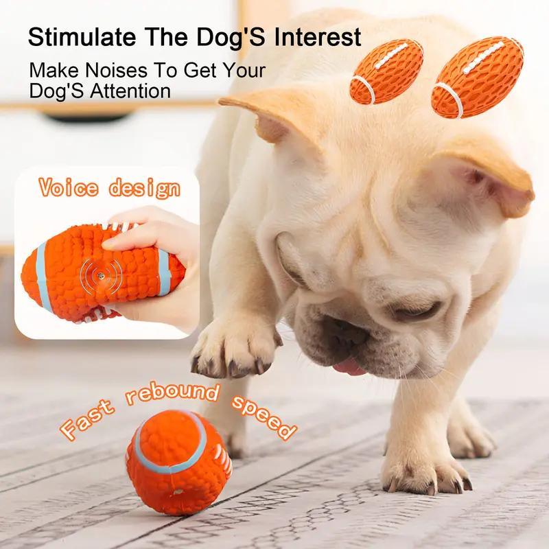 Dog Rubber Football Toy - Chew Resistant, Interactive, Squeaky