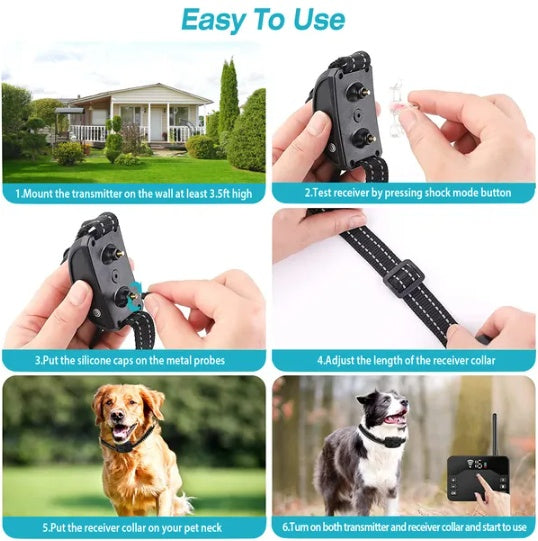 2-in-1 Wireless Electric Dog Fence & Training Collar - Waterproof Boundary System
