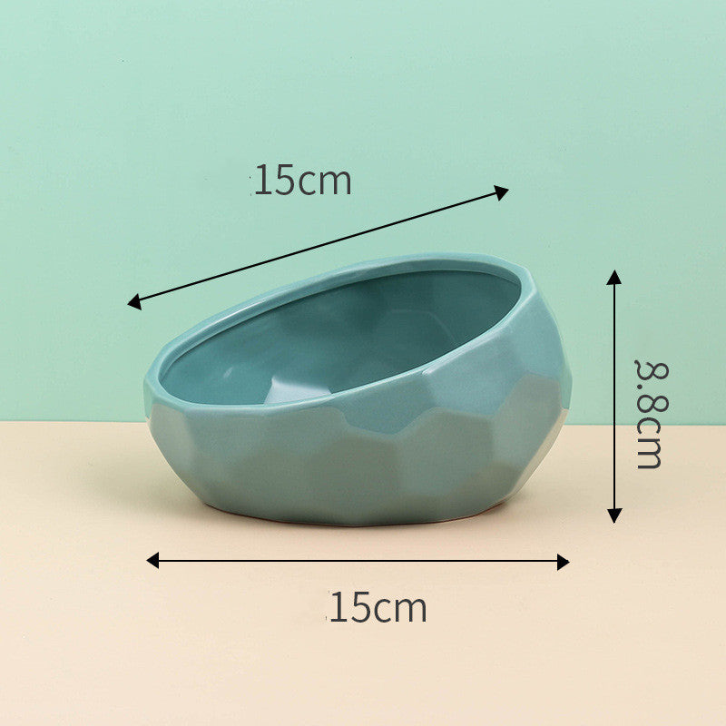 Ceramic Tilted Cat Bowl - Ergonomic Elevated Pet Feeder for Cats and Small Dogs