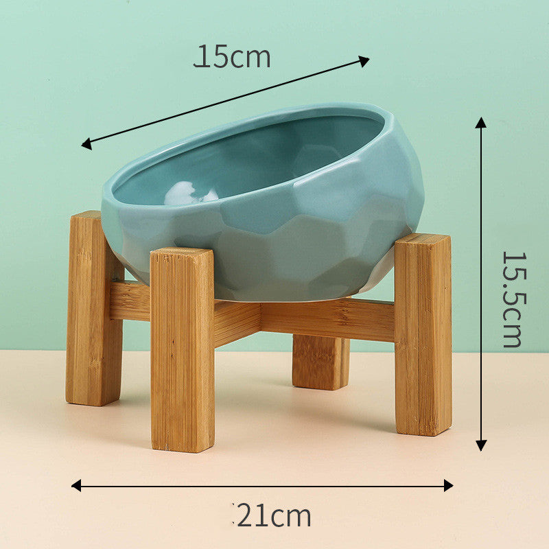 Ceramic Tilted Cat Bowl - Ergonomic Elevated Pet Feeder for Cats and Small Dogs