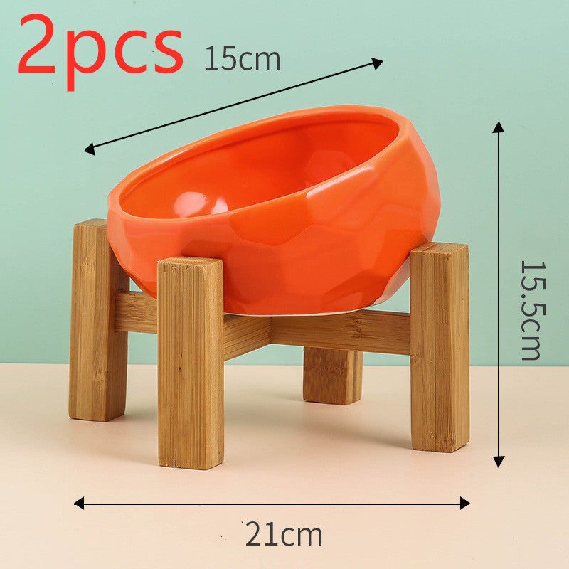 Ceramic Tilted Cat Bowl - Ergonomic Elevated Pet Feeder for Cats and Small Dogs