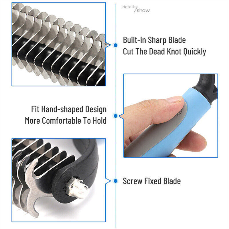 Double-Sided Pet Grooming Brush - Deshedding & Dematting Tool