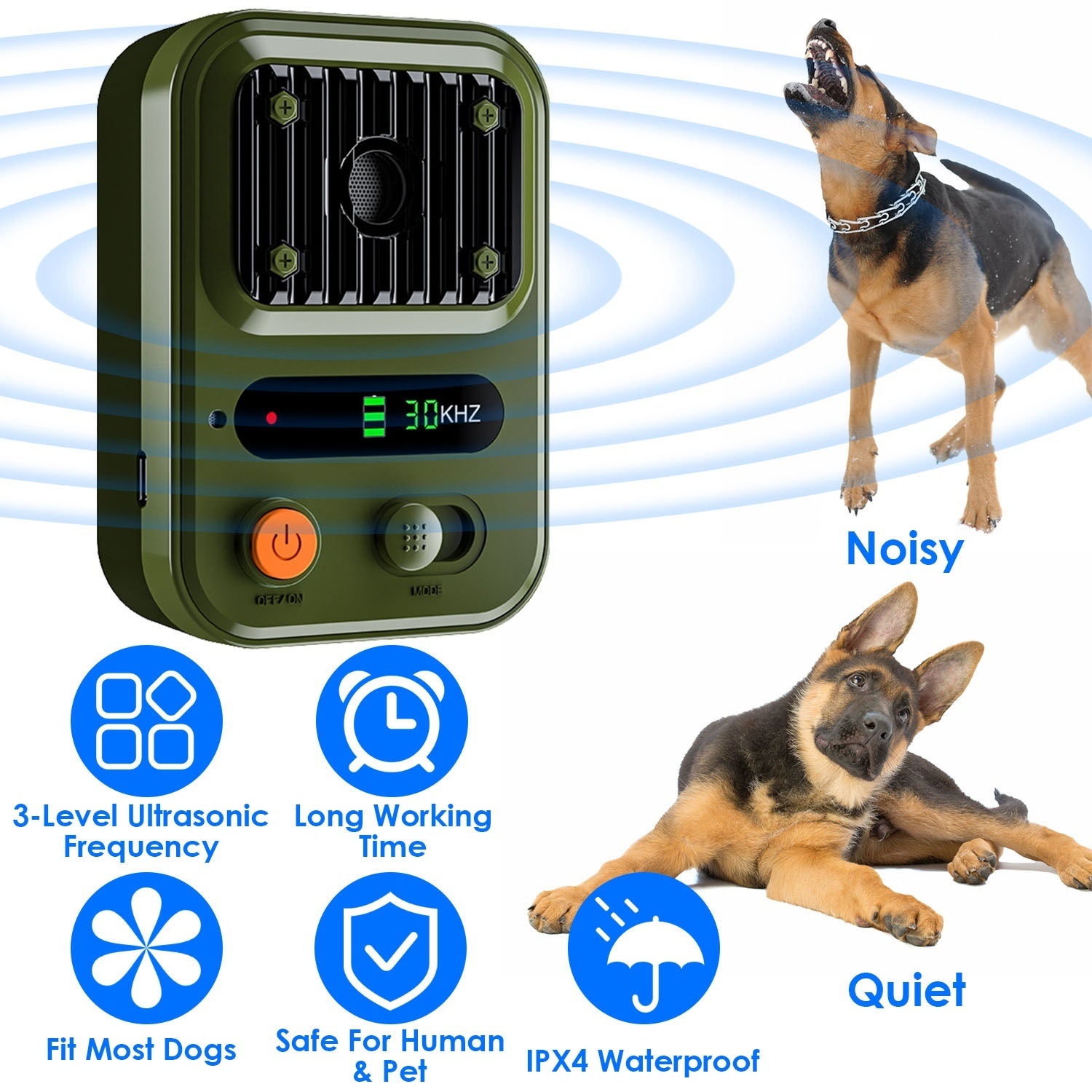 Ultrasonic Anti-Barking Device - Rechargeable Dog Training Tool