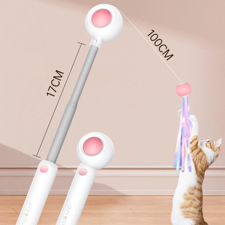 Retractable Laser Cat Teaser Wand - Interactive Toy with Balls