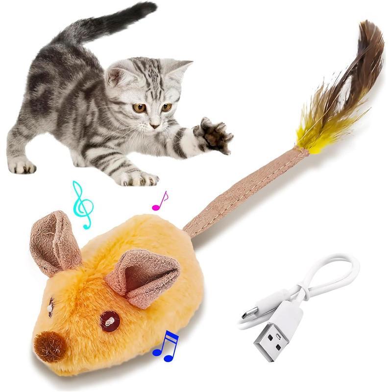 Interactive LED Cat Mouse Toy - USB Rechargeable with Chirping Sound