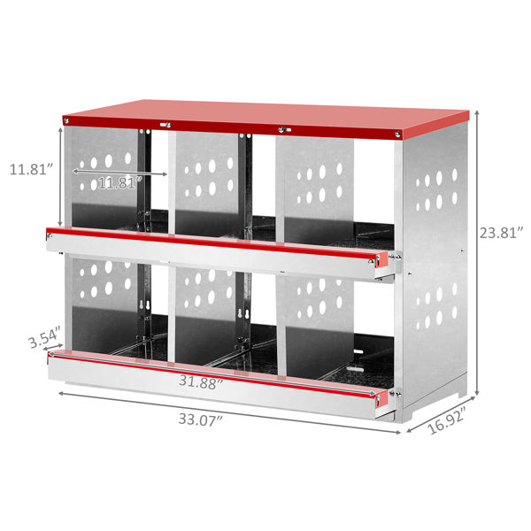 Premium 6-Compartment Chicken Coop - Red Iron Sloping Roof Design