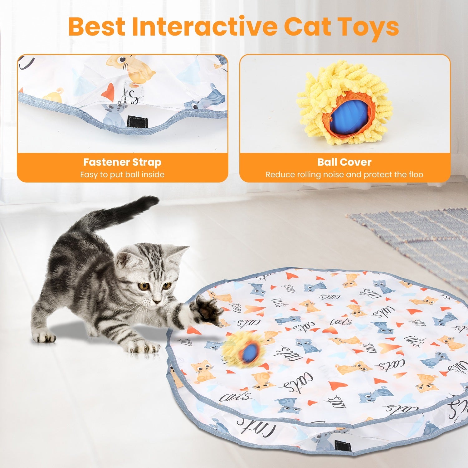 Interactive Motion-Activated Cat Toy Ball - Rechargeable Rolling Pouch