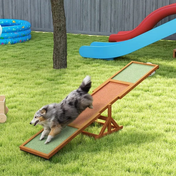 Wooden Dog Agility Seesaw - Weather Resistant, 83" L x 16" W x 14" H