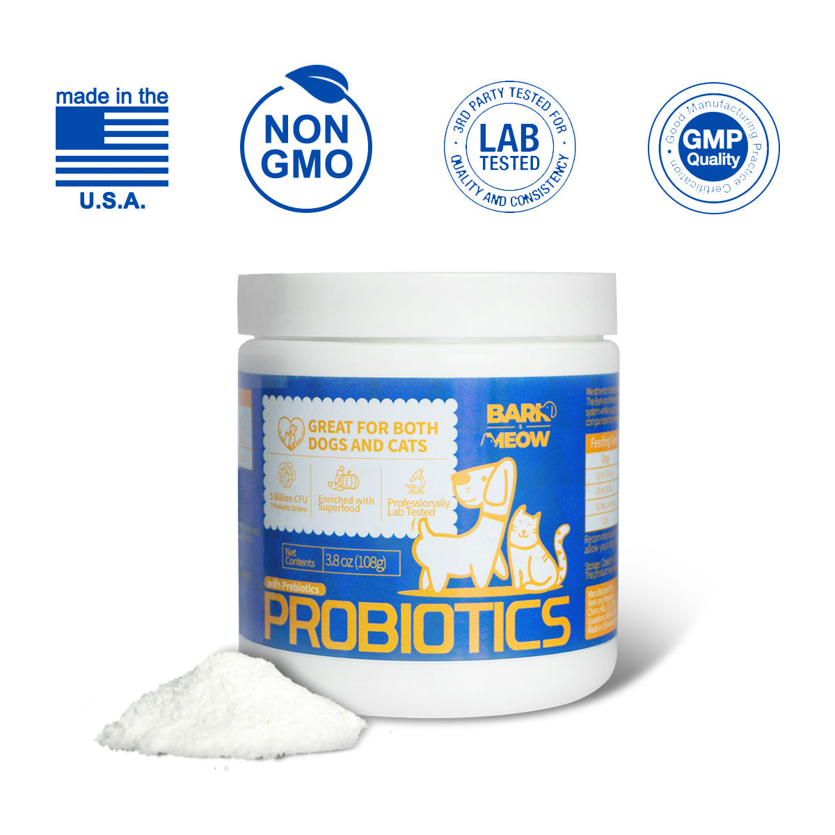 Dog & Cat Probiotics - 7 Strains with Prebiotics, Pumpkin & Carrot