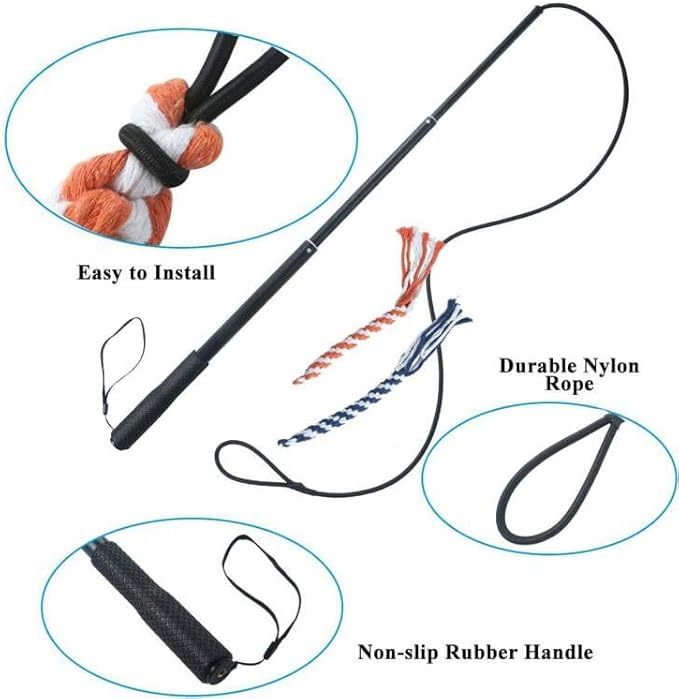Extendable Dog Teaser Wand - Interactive Flirt Pole Toy