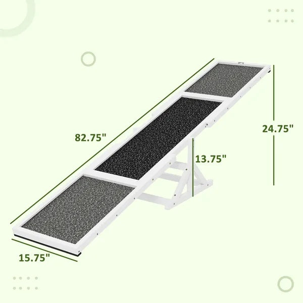 Wooden Dog Agility Seesaw - Weather Resistant, 83" L x 16" W x 14" H