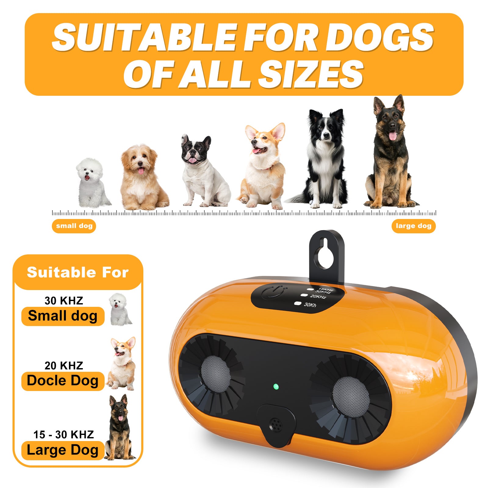 Ultrasonic Dog Bark Deterrent - 50ft Range Anti-Barking Device