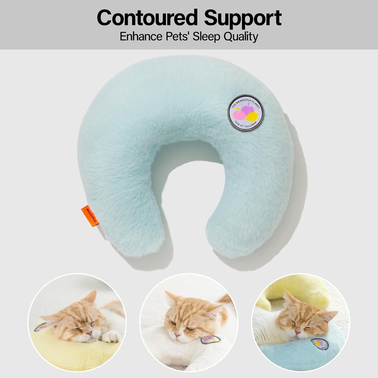 MEWOOFUN U-Shaped Orthopedic Pet Pillow - Blue