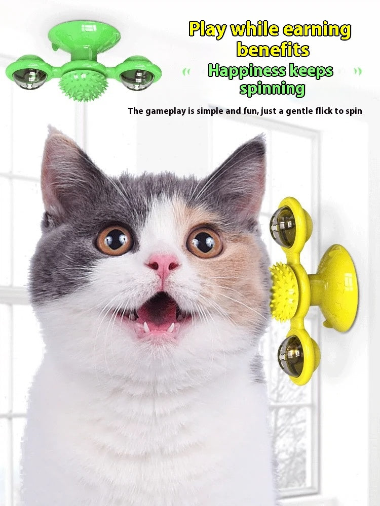 Cat Entertainment Set - Interactive Rotating Disk & Feather Toys