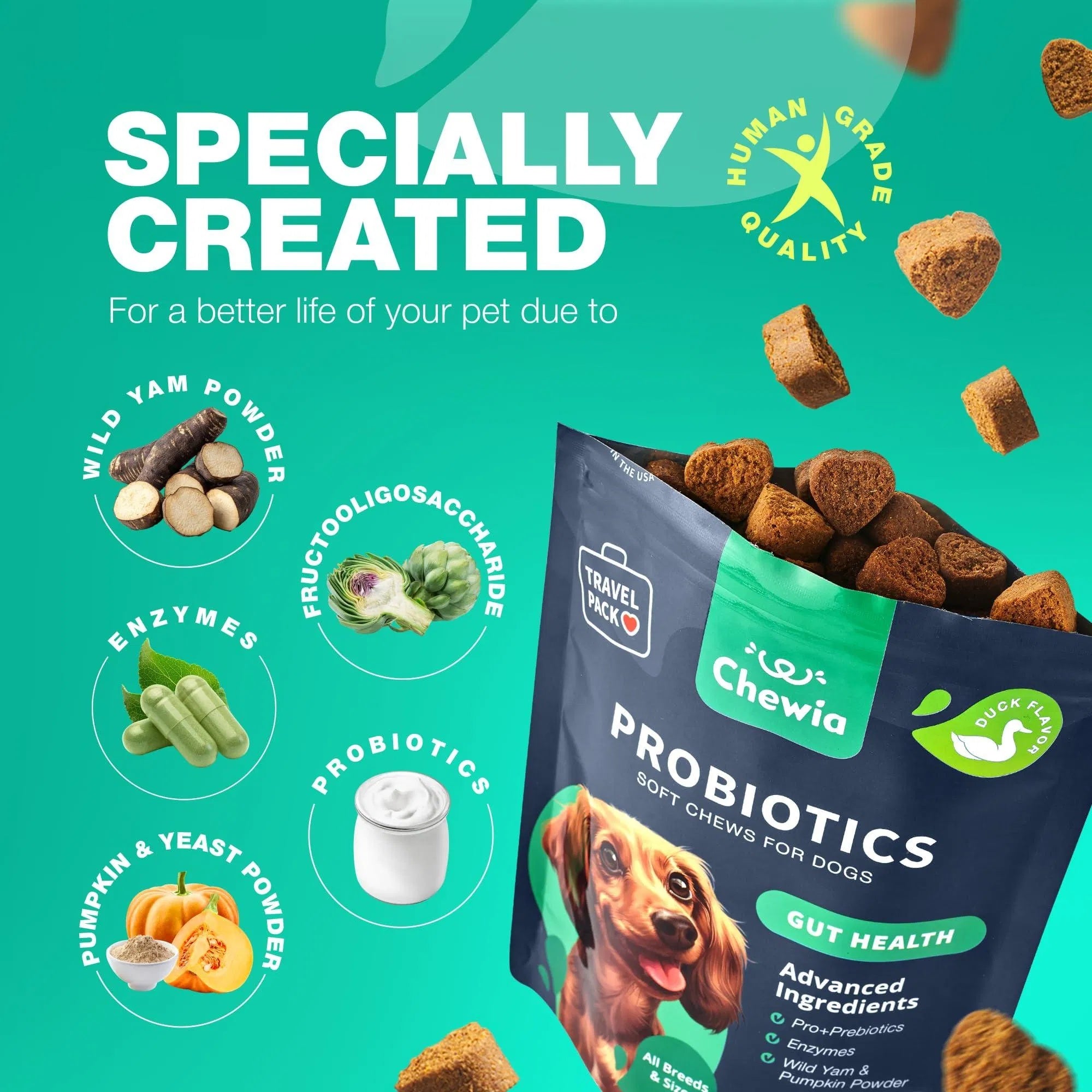 Probiotics for Dogs – Gut Health, Immunity & Allergy Support (180 Chews)