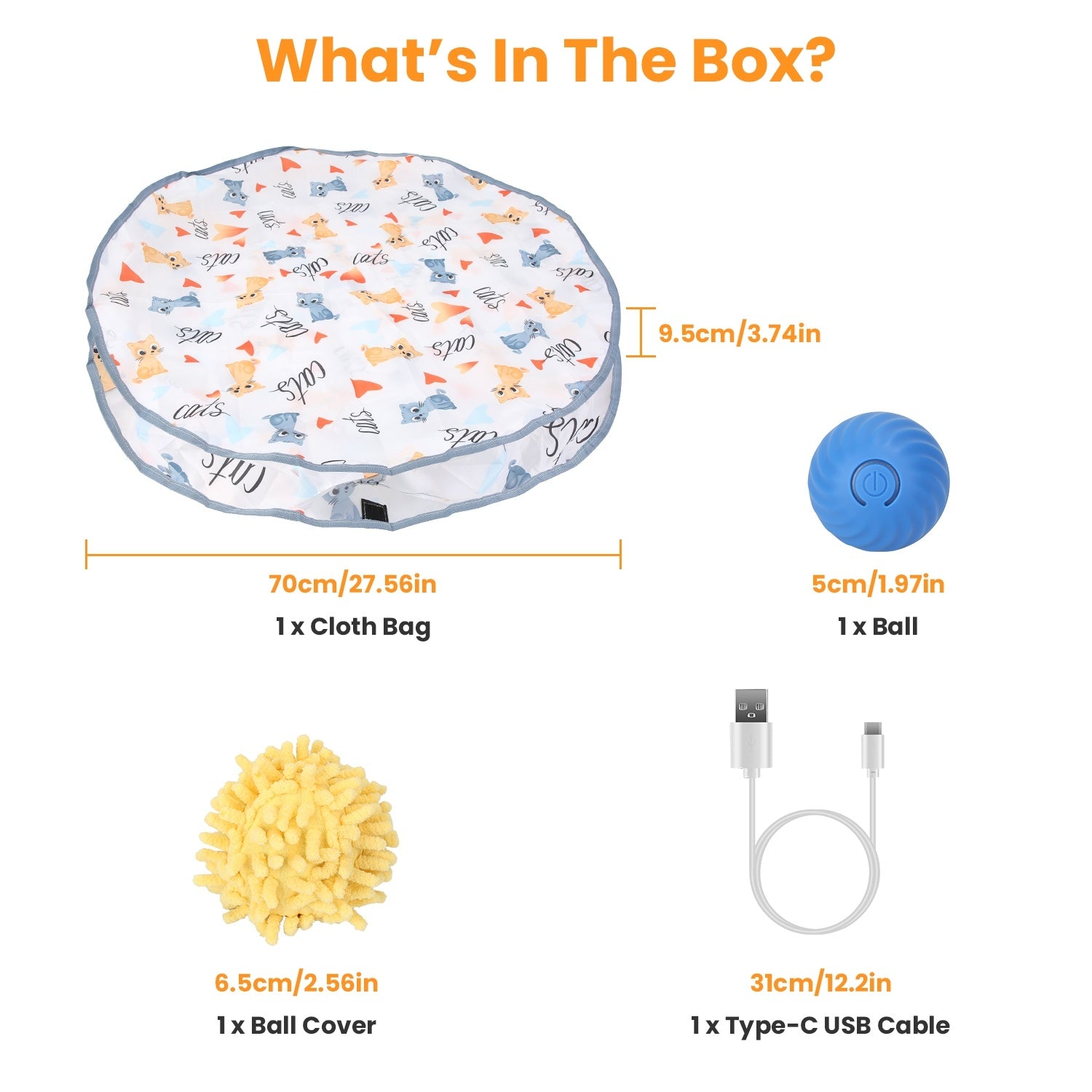 Interactive Motion-Activated Cat Toy Ball - Rechargeable Rolling Pouch