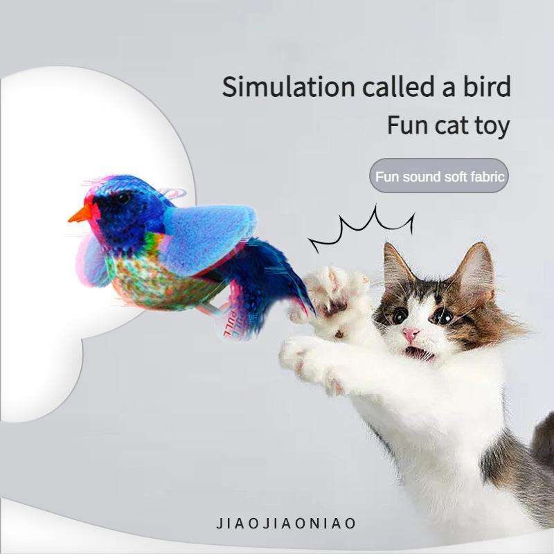 Interactive Cat Bird Teaser Toy with Catnip - Realistic Parrot Design