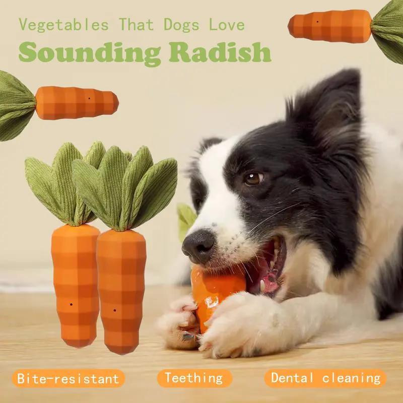 Rubber Carrot Dog Chew Toy - Durable Training & Dental Toy
