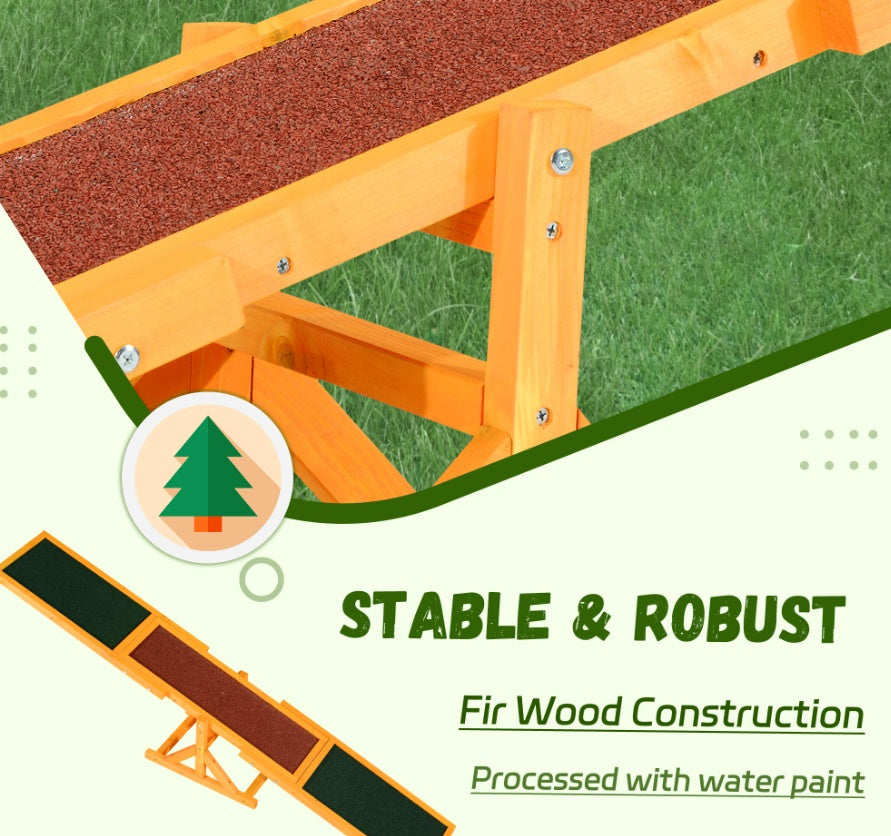 Wooden Dog Agility Seesaw - 71" Weather-Resistant Training Equipment