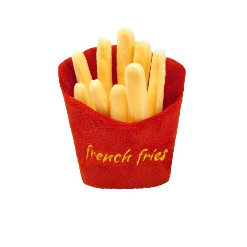 4-in-1 Fast Food Bucket Dog Toy Set - Squeaky Plush Bucket, Fries, Soda & Burger
