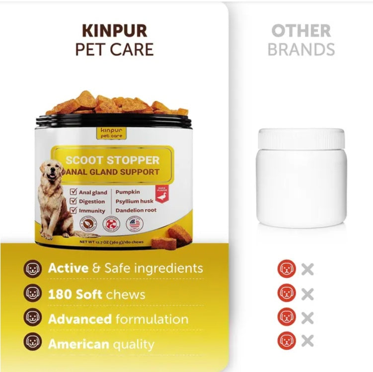 Scoot Stopper Soft Chews – Fiber & Pumpkin for Dog Anal-Gland & Digestive Support (180 Chewables)
