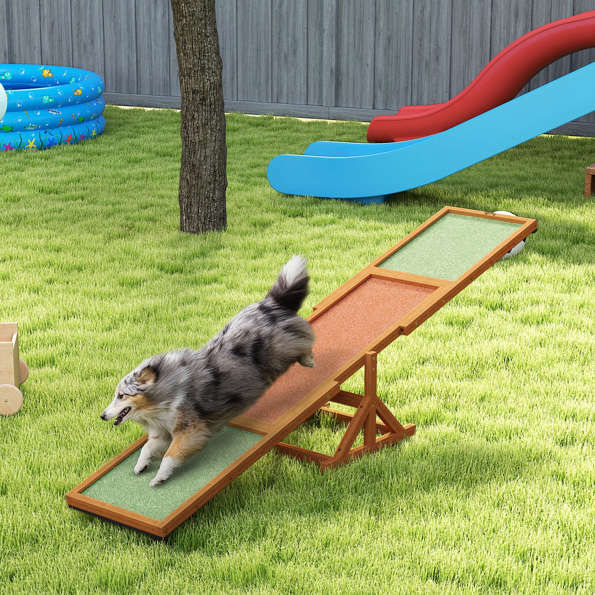 Dog Agility Seesaw - 110 lbs Capacity, Weather Resistant, Non-Slip Surface