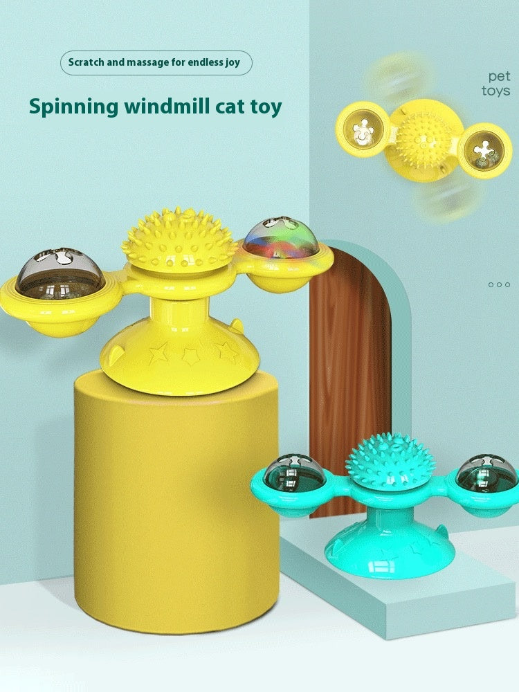 Cat Entertainment Set - Interactive Rotating Disk & Feather Toys