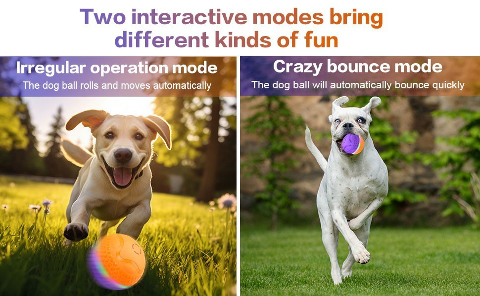 Interactive Dog Toy Ball - Automatic Rolling with LED Lights