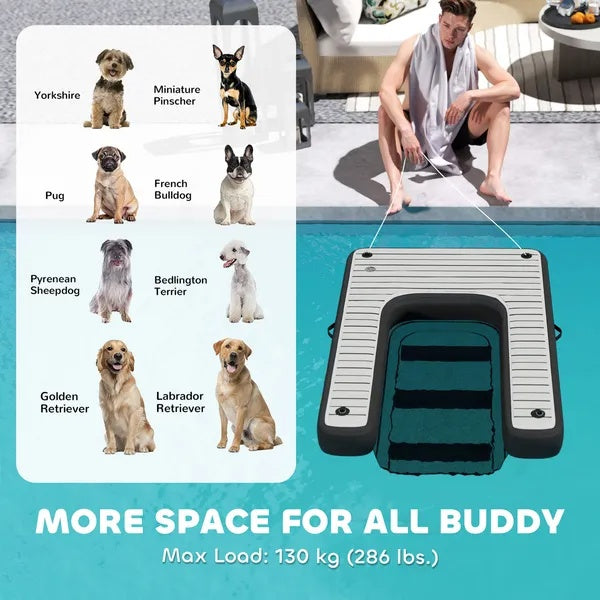 Inflatable Dog Boat Ramp - 286 lbs Capacity, Non-Slip, Safe Water Access