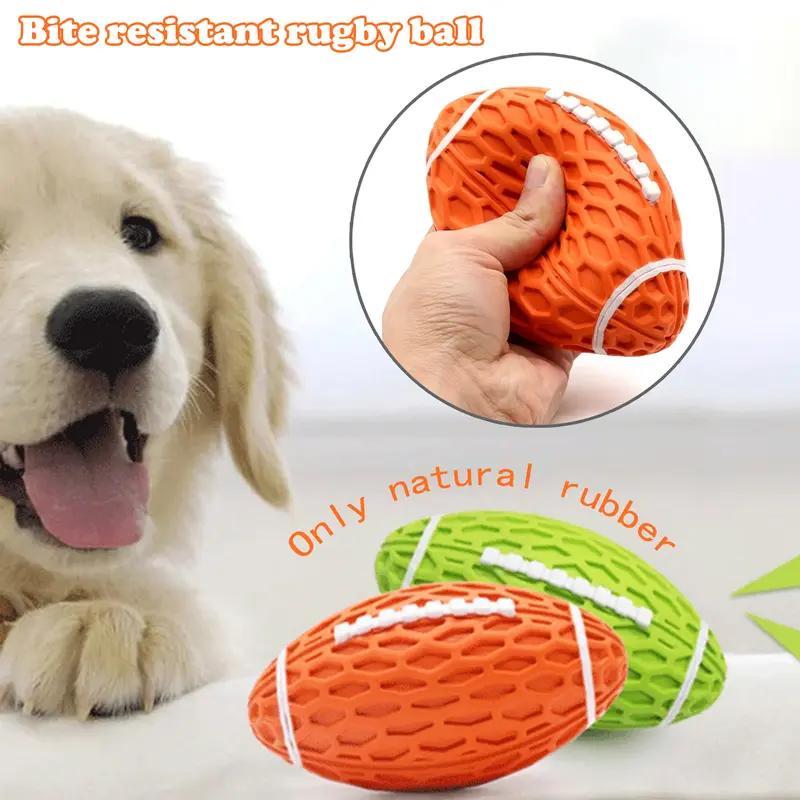 Dog Rubber Football Toy - Chew Resistant, Interactive, Squeaky