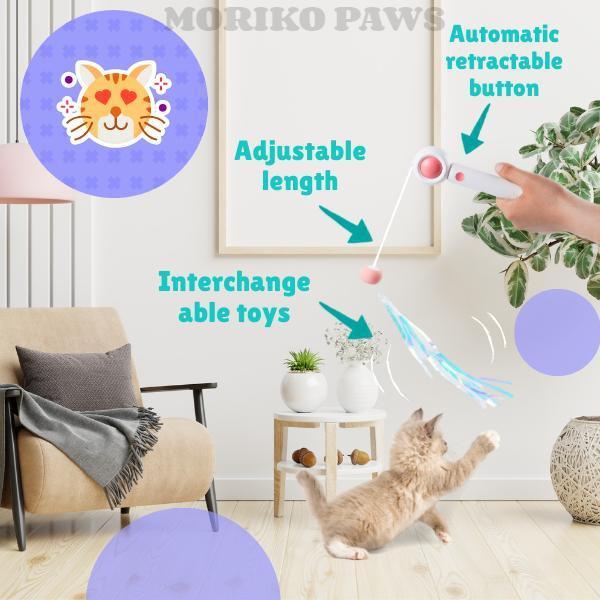 Retractable Laser Cat Teaser Wand - Interactive Toy with Balls