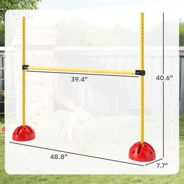 Dog Agility Course Set - 4 Piece Backyard Training Kit with Carry Bag