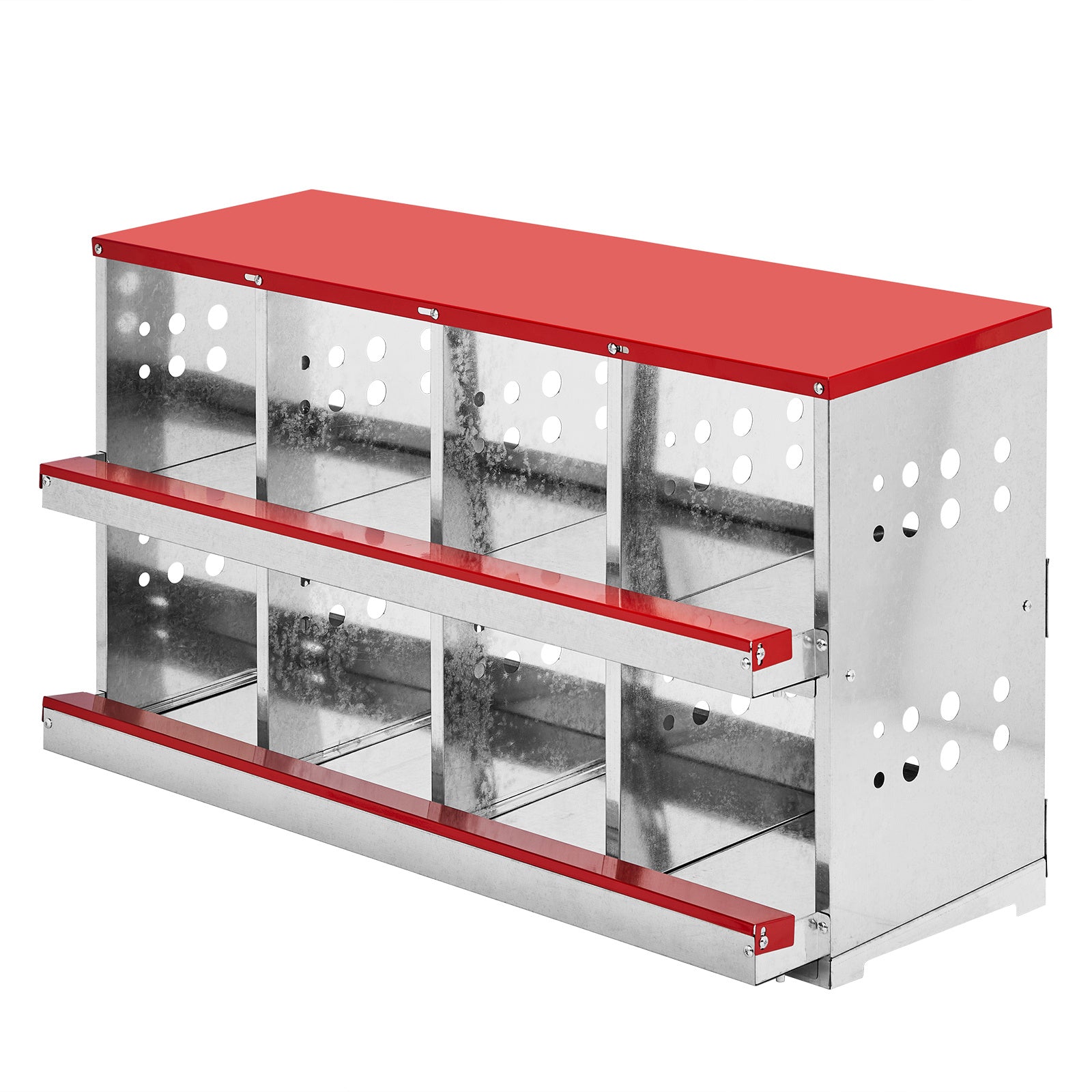 8-Compartment Sloping Roof Pet Feeding Station - Red Iron