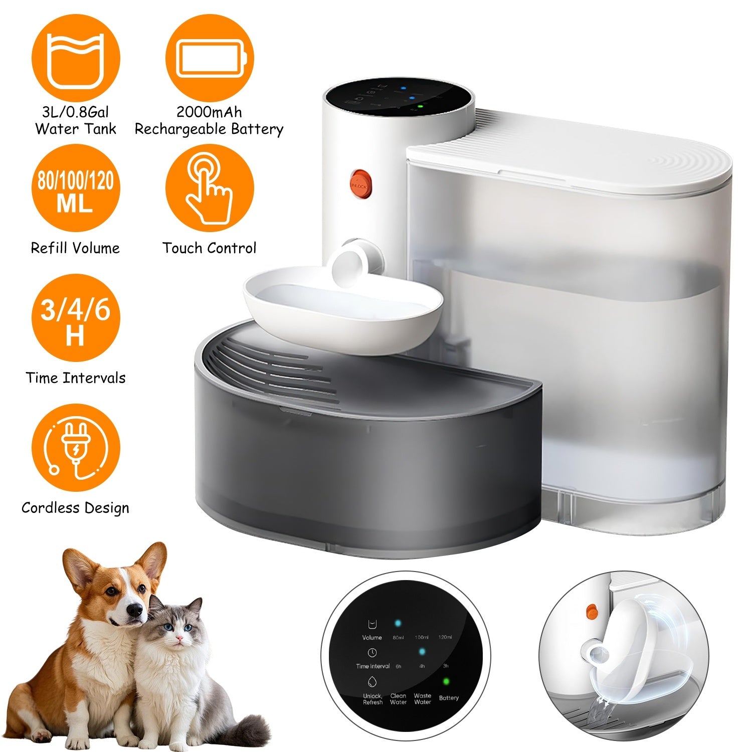 Smart Pet Water Fountain - 3L Automatic Dispenser