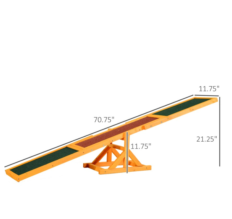 Wooden Dog Agility Seesaw - 71" Weather-Resistant Training Equipment