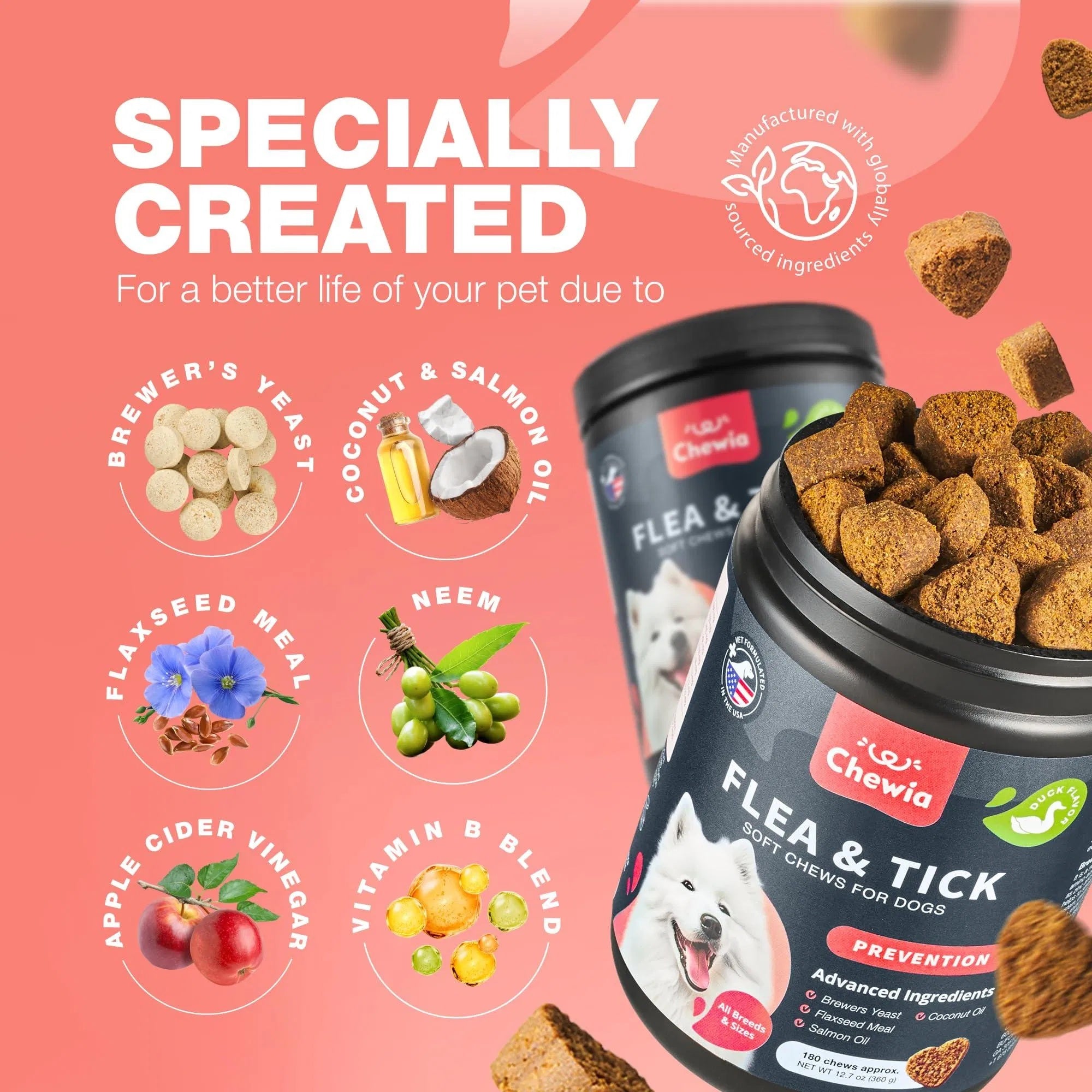Natural Flea & Tick Prevention Chews for Dogs - Chemical-Free Immune Support Treats