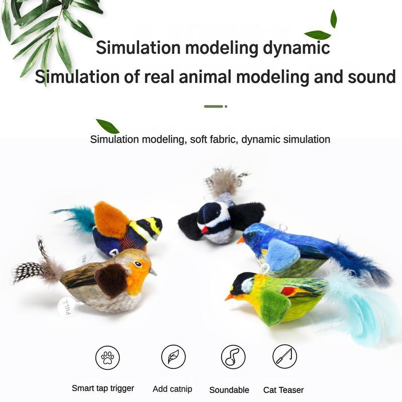 Interactive Cat Bird Teaser Toy with Catnip - Realistic Parrot Design
