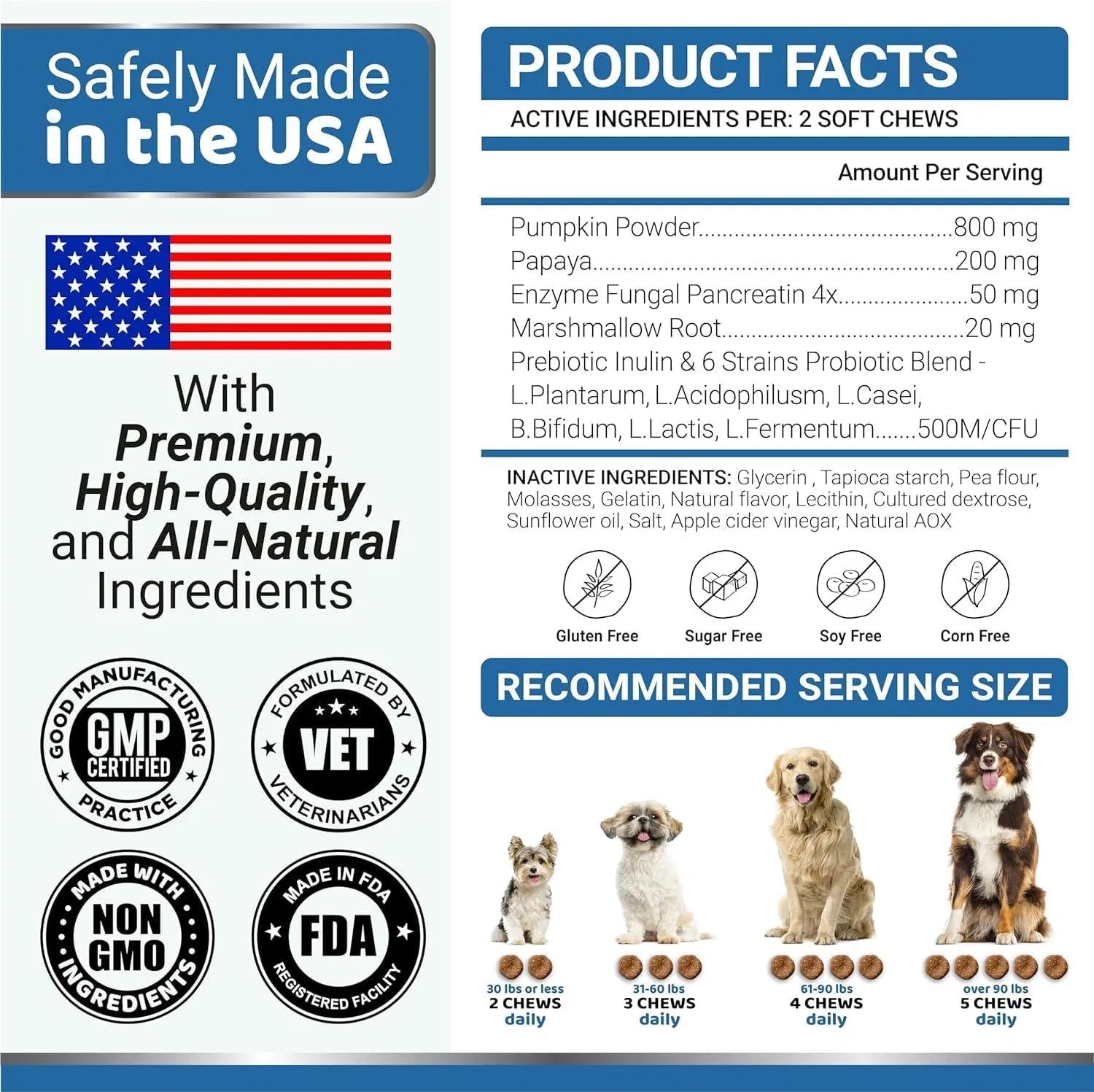 Probiotics for Dogs – 2 Pack Digestive Enzymes Chews (340 Total Chews)