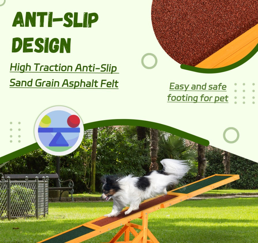 Wooden Dog Agility Seesaw - 71" Weather-Resistant Training Equipment