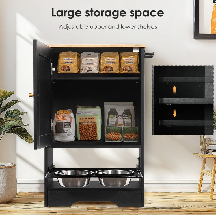 Elevated Dog Feeding Station with Storage Locker