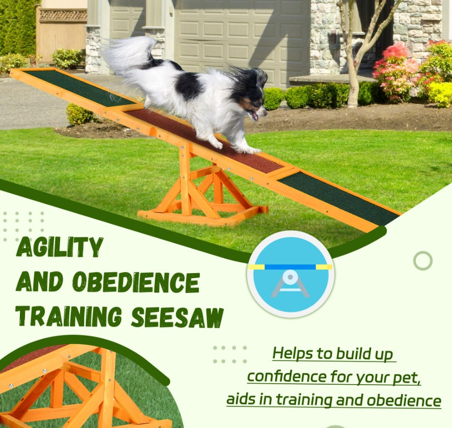 Wooden Dog Agility Seesaw - 71" Weather-Resistant Training Equipment