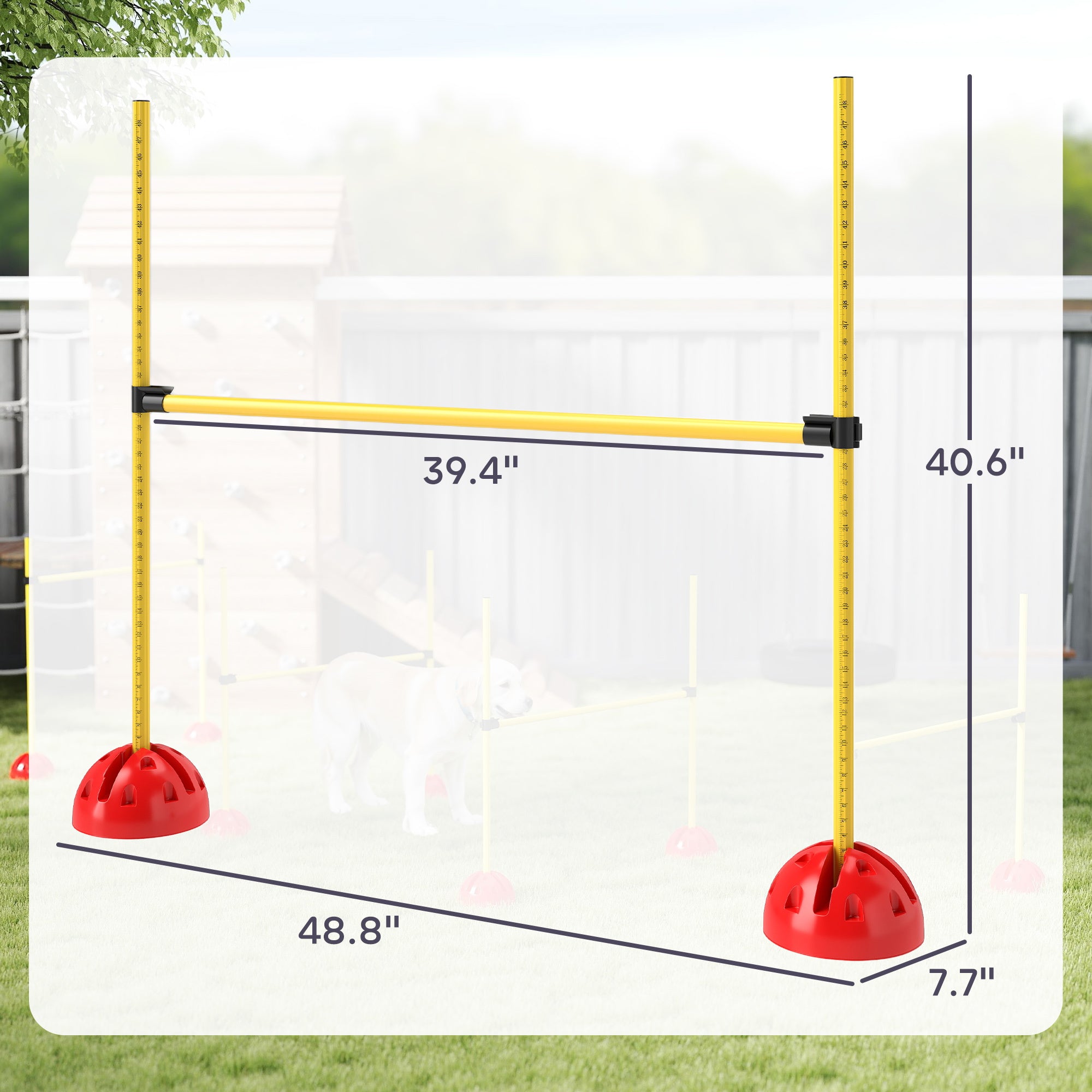 Dog Agility Jumps Set - 4 Piece Height Adjustable with Carry Bag, Yellow