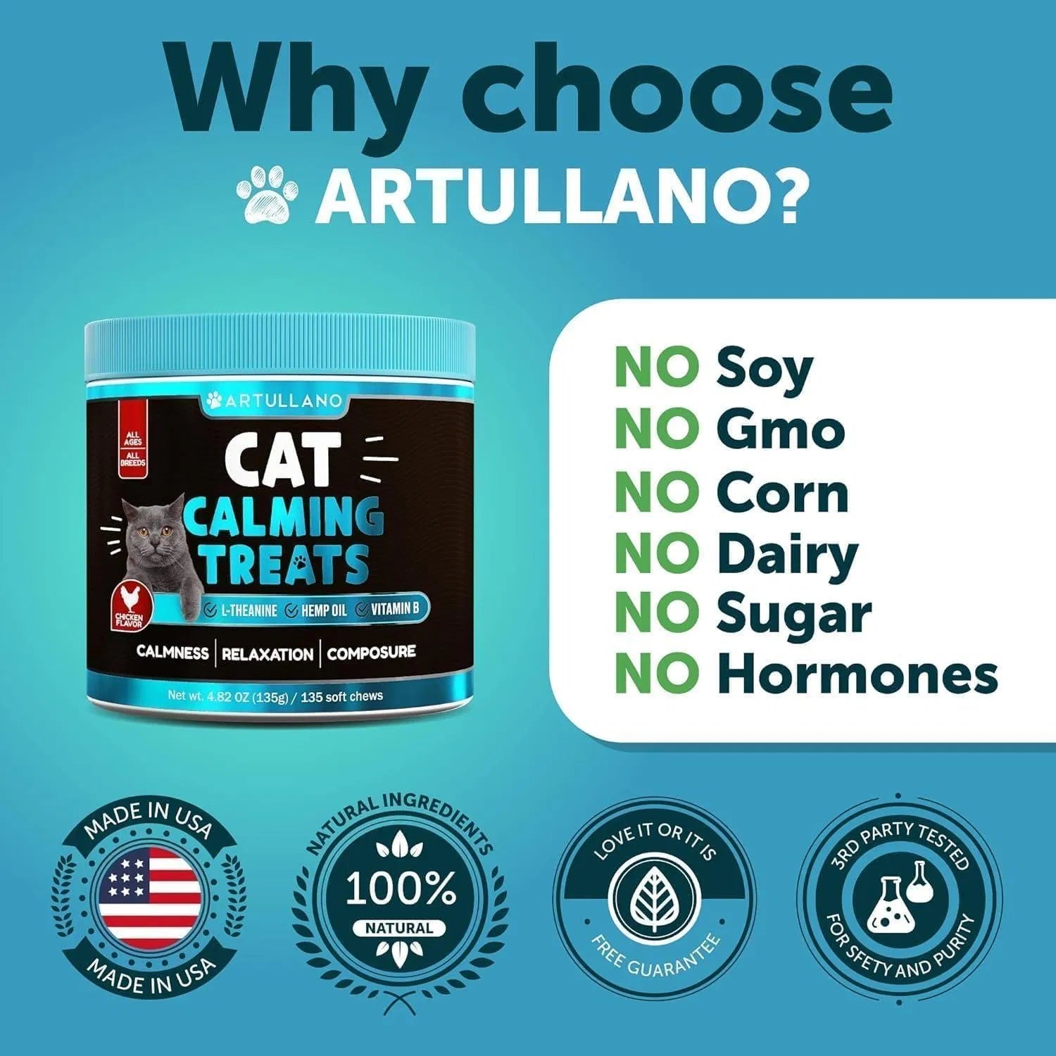 Hemp Cat Calming Treats – Stress & Anxiety Relief with Melatonin for Cats & Kittens