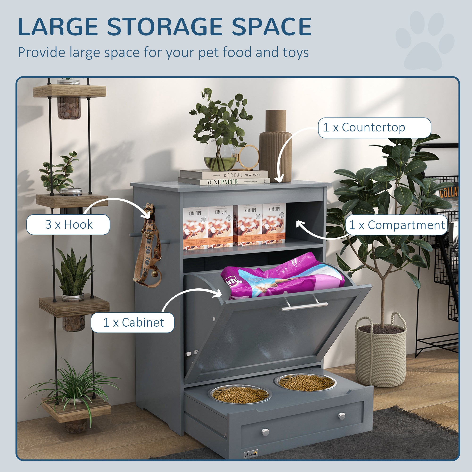 Premium Pet Feeder Station with Storage Locker