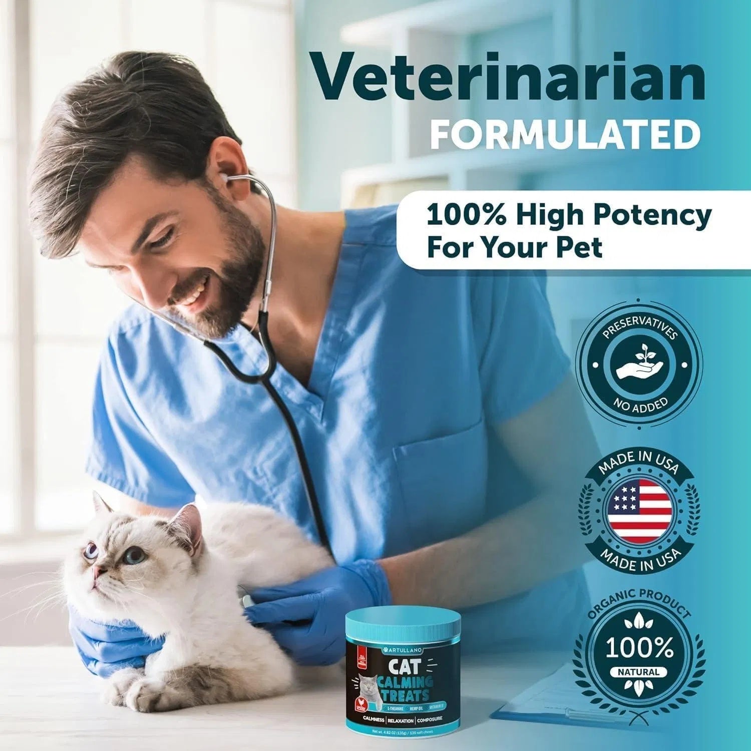 Hemp Cat Calming Treats – Stress & Anxiety Relief with Melatonin for Cats & Kittens